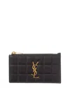 Saint Laurent Cassandre Leather Card Case In Black
