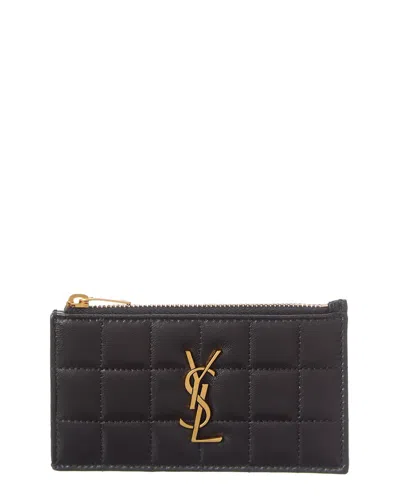 Saint Laurent Cassandre Leather Card Case In Black