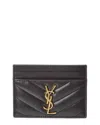 Saint Laurent Cassandre Leather Card Case In Gray