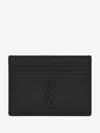 Saint Laurent Cassandre Logo Detail Leather Card Holder In Black