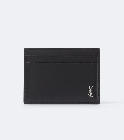 Saint Laurent Cassandre Leather Card Holder In Red