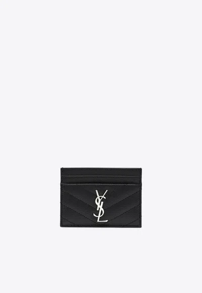 Saint Laurent Cassandre Leather Cardholder In Black