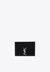Saint Laurent Cassandre Leather Cardholder In Black