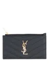 Saint Laurent Cassandre Leather Cardholder In Black
