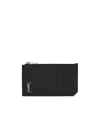 Saint Laurent Tiny Cassandre Fragments Card Holder In Black