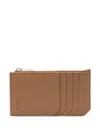 Saint Laurent Cassandre Leather Cardholder In Brown