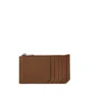 Saint Laurent Cassandre Leather Cardholder In Brown