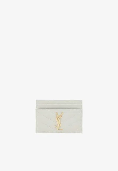 Saint Laurent Cassandre Leather Cardholder In White