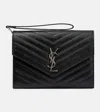 Saint Laurent Cassandre Leather Clutch In Nero