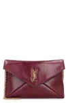 Saint Laurent Cassandre Large Glossed-leather Clutch In Red