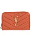 Saint Laurent Cassandre Leather Coin Purse In Orange