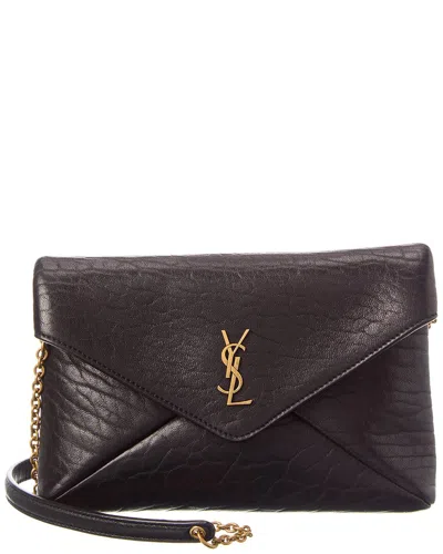 Saint Laurent Cassandre Leather Crossbody In Black