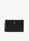 Saint Laurent Cassandre Leather Document Holder In Black