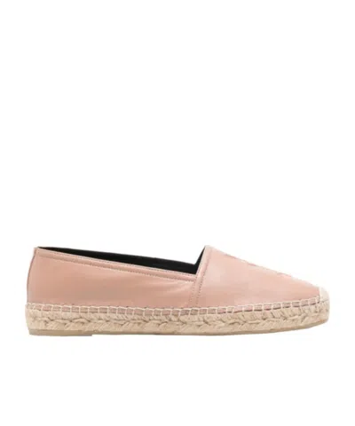 Saint Laurent Classic Logo-detail Leather Espadrilles In Nude
