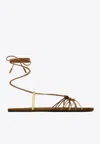 Saint Laurent Babylone Sandals In Smooth And Metallic Leather