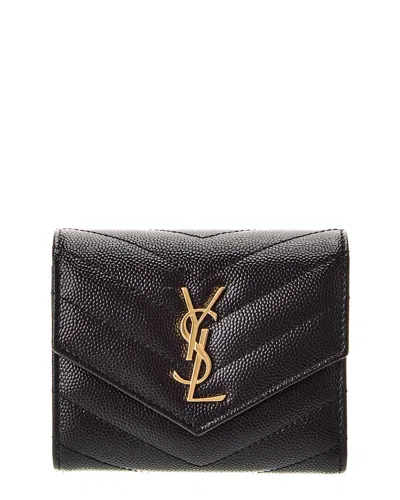 Saint Laurent Cassandre Leather French Wallet In Black