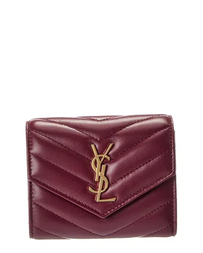 Saint Laurent Cassandre Leather French Wallet In Burgundy