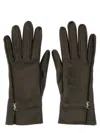 Saint Laurent Cassandre Leather Gloves In Brown