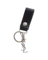 Saint Laurent Cassandre Leather Key Ring In Black
