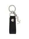 Saint Laurent Black Monogram Leather Keyring In Black