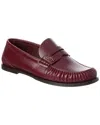 Saint Laurent Cassandre Smooth Leather Penny Loafers In Brown