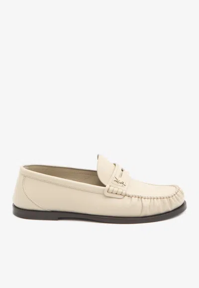 Saint Laurent Cassandre Leather Penny Loafers