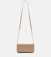 Saint Laurent Cassandre Leather Phone Pouch In Beige