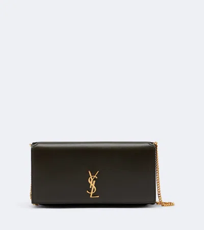 Saint Laurent Cassandre Leather Phone Pouch In Burgundy