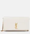 Saint Laurent Cassandre Leather Phone Holder In Crema Soft