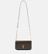 Saint Laurent Cassandre Leather Phone Pouch In Light Musk