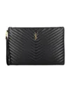 Saint Laurent Cassandre Leather Pouch In Black