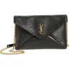 Saint Laurent Cassandre Small Ysl Pouch On Chain In Calfskin In Black