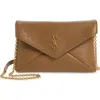 Saint Laurent Cassandre Leather Pouch In Brown
