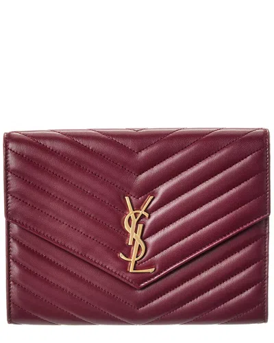 Saint Laurent Cassandre Leather Pouch In Red