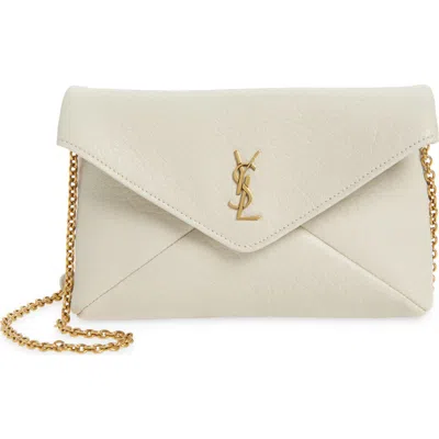 Saint Laurent Cassandre Leather Pouch In White