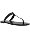 Saint Laurent Cassandre Black Flat Sandals With A T-strap In Leather Woman In Black