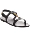 Saint Laurent Cassandre Leather Sandal In Black