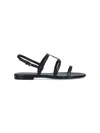 Saint Laurent Black Sandals With Metal Cassandre On The Front And Adjustable Strap In Leather Woman