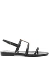 Saint Laurent Cassandra Calfskin Ysl Slingback Sandals