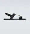 Saint Laurent Cassandre Sandals In Smooth Leather In Black