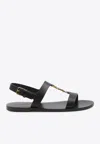 Saint Laurent Cassandre Leather Sandals In Black