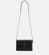 Saint Laurent Cassandre Mini Textured-leather Shoulder Bag In Black