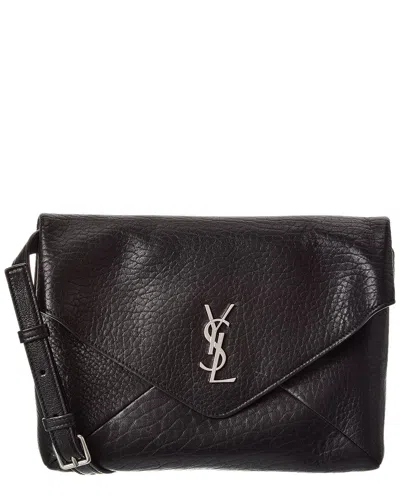 Saint Laurent Cassandre Leather Shoulder Bag In Black