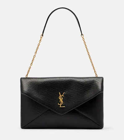 Saint Laurent Cassandre Leather Shoulder Bag In Black