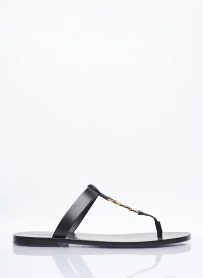 SAINT LAURENT CASSANDRE LEATHER SLIDES