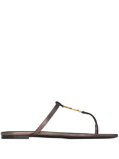 SAINT LAURENT SAINT LAURENT CASSANDRE LEATHER THONG SANDALS