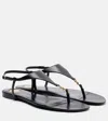 Saint Laurent Smooth Leather Cassandra Triangular Upper Flat Sandals Shoes In Black