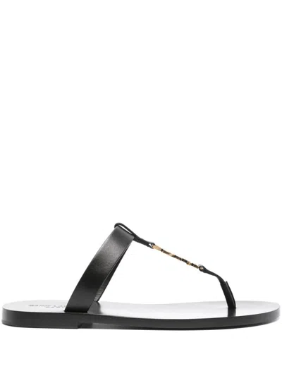 SAINT LAURENT SAINT LAURENT CASSANDRE LEATHER THONG SANDALS