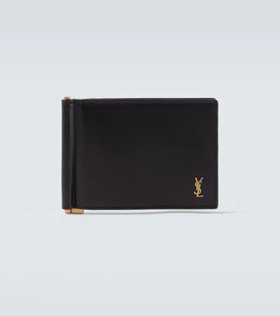 Saint Laurent Cassandre Leather Wallet In Black