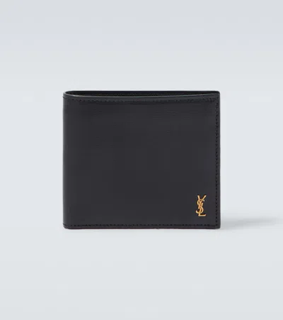Saint Laurent Cassandre Leather Wallet In Black